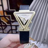  Shop Authentic Guess Fame Quartz Gold Dial Black Leather Strap Watch For Women - GW0548L3 - Luxxuri