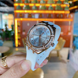 Shop Authentic Guess Cosmo Diamonds Silver Dial White Rubber Strap Watch for Women - GW0034L2 - Luxxuri