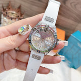  Shop Authentic Guess Frontier Diamonds Silver Dial White Rubber Strap Watch for Women - GW0045L1 - Luxxuri