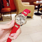  Shop Authentic Guess Frontier Diamonds Gold Dial Red Rubber Strap Watch for Women - GW0045L2 - Luxxuri
