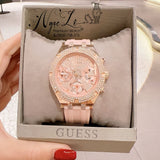  Shop Authentic Guess Heiress Diamonds Rose Gold Dial Pink Rubber Strap Watch for Women - GW0407L3 - Luxxuri