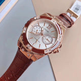  Shop Authentic Guess Limelight Analog White Dial Brown Leather Strap Watch For Women - W0775l14 - Luxxuri