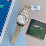  Shop Authentic Guess Limelight Quartz Silver Dial Golden Leather Strap Watch For Women - W0775L2 - Luxxuri