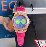  Shop Authentic Guess Limelight Quartz Multicolor Dial Red Leather Strap Watch For Women - W0775L4 - Luxxuri