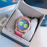  Shop Authentic Guess Limelight Quartz Multicolor Dial Red Leather Strap Watch For Women - W0775L4 - Luxxuri