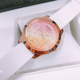  Shop Authentic Guess Crush Crystals Gold Dial White Rubber Strap Watch for Women - W1223L3 - Luxxuri