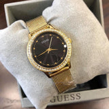  Shop Authentic Guess Chelsea Crystals Black Dial Gold Mesh Bracelet Watch For Women - W0647L8 - Luxxuri