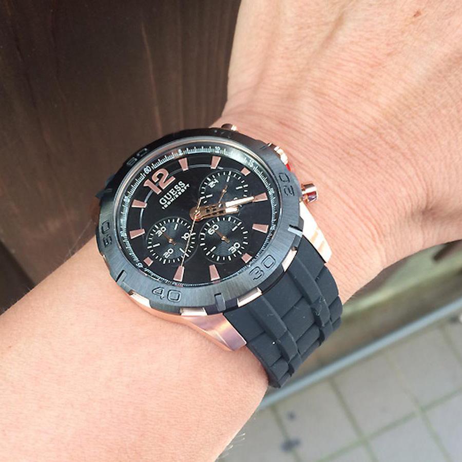  Shop Authentic Guess Caliber Chronograph Black Dial Black Rubber Strap Watch for Men  - W0864G2 - Luxxuri