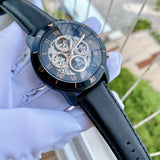 Shop Authentic Fossil Grant Sport Automatic Skeleton Black Dial Black Leather Strap Watch for Men - ME3138 - Luxxuri