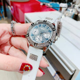  Shop Authentic Guess Frontier Diamonds Silver Dial White Rubber Strap Watch For Women - W1160L4 - Luxxuri