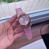  Shop Authentic Guess Rose Gold Dial with Diamonds Pink Rubber Strap Watch For Women - W1053L3 - Luxxuri