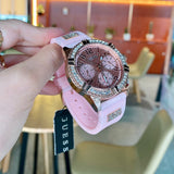  Shop Authentic Guess Frontier Diamonds Rose Gold Dial Pink Rubber Strap Watch For Women - W1160L5 - Luxxuri