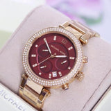  Shop Authentic Michael Kors Parker Chronograph Red Dial Rose Gold Steel Strap Watch For Women - MK6106 - Luxxuri