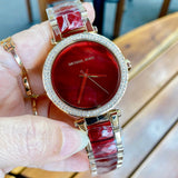  Shop Authentic Michael Kors Parker Mother of Pearl Red Dial Two Tone Steel Strap Watch for Women - MK6427 - Luxxuri