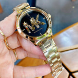  Shop Authentic Michael Kors Runway Quartz Black Dial Gold Steel Strap Watch For Women - MK6682 - Luxxuri