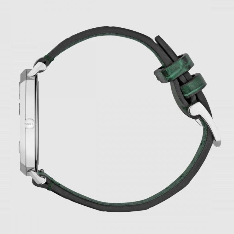  Shop Authentic Gucci Grip Quartz Silver Dial Green Leather Strap Watch For Women - YA157414 - Luxxuri