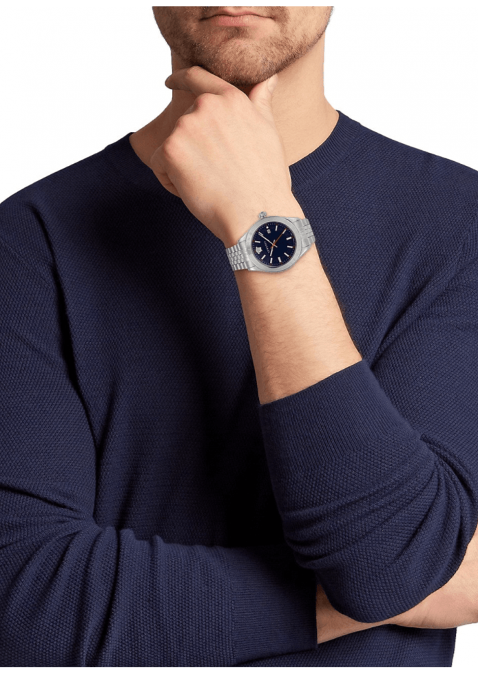  Shop Authentic Versace Hellenyium Quartz Blue Dial Silver Steel Strap Watch for Men - VEVK00921 - Luxxuri