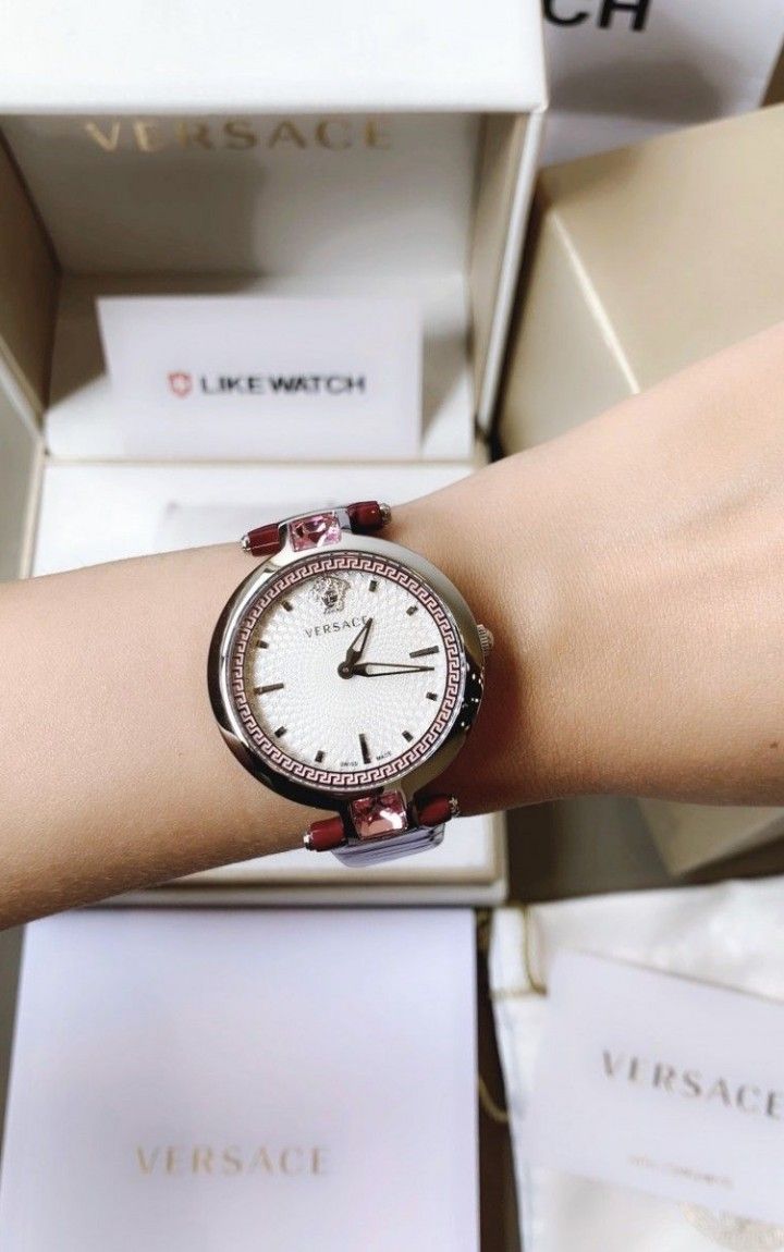  Shop Authentic Versace Olympo Crystal Gleam White Dial Purple Leather Strap Watch for Women - VAN010016 - Luxxuri