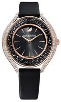  Shop Authentic Swarovski Crystalline Aura Black Dial Black Leather Strap Watch for Women - 5558634 - Luxxuri