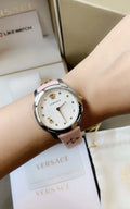  Shop Authentic Versace Audrey Quartz White Dial Pink Leather Strap Watch for Women - VELR00119 - Luxxuri