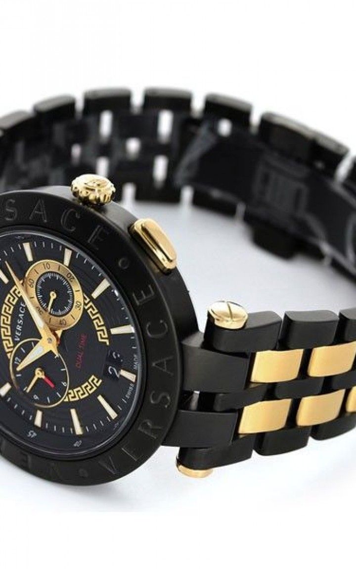  Shop Authentic Versace V-Race Analog Quartz Black Dial Two Tone Steel Strap Watch For Men - VEBV00619 - Luxxuri