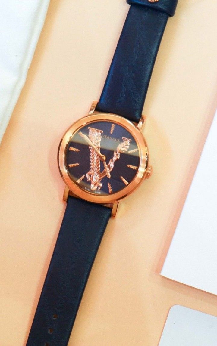  Shop Authentic Versace Virtus Quartz Blue Dial Blue Leather Strap Watch for Women - VEHC00419 - Luxxuri