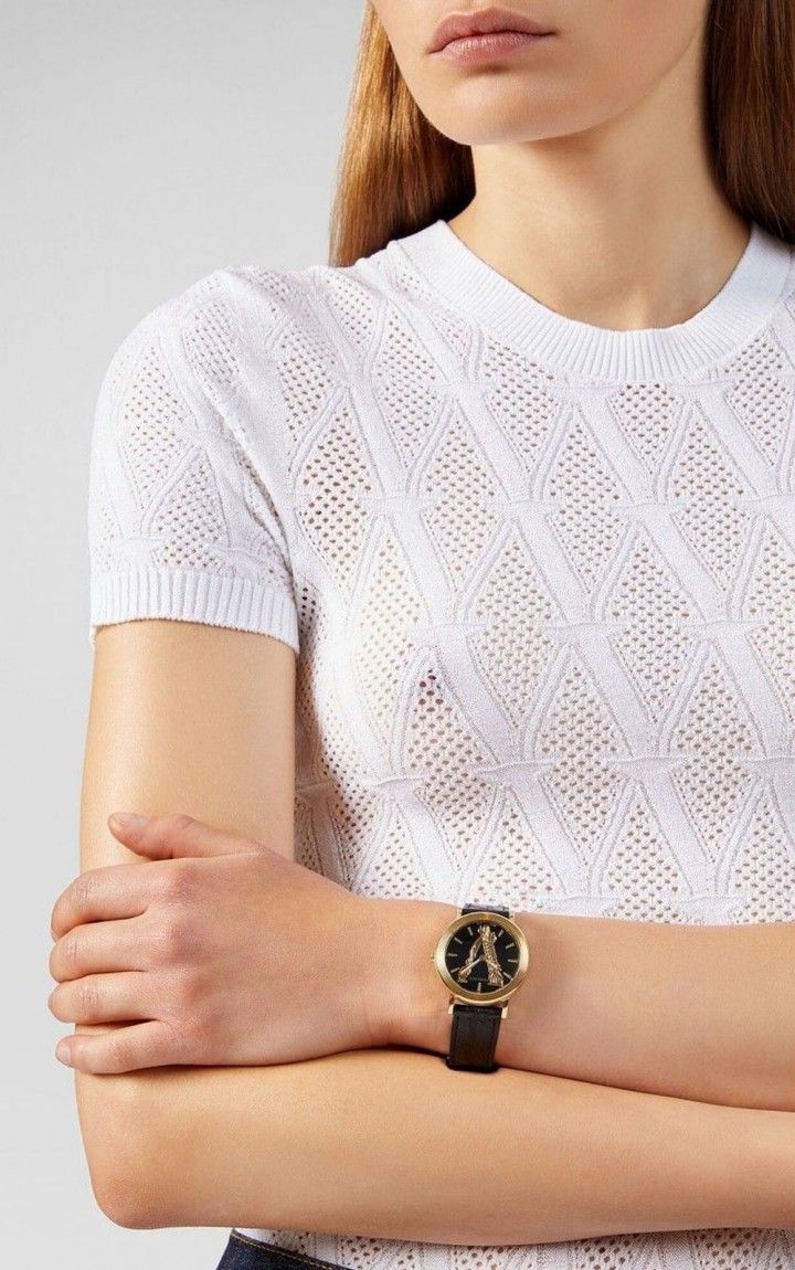  Shop Authentic Versace Virtus Quartz Black Dial Black Leather Strap Watch for Women - VEHC00119 - Luxxuri