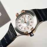  Shop Authentic Maserati Potenza Diamonds Silver Dial Blue Leather Strap Watch For Women - R8851108502 - Luxxuri