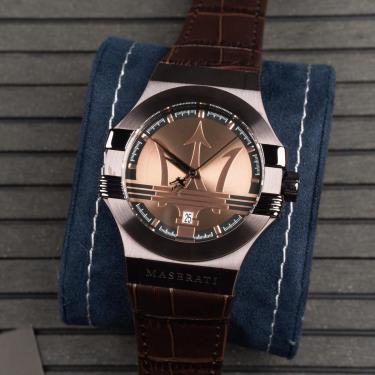  Shop Authentic Maserati Potenza Brown Dial Brown Leather Strap Watch For Men - R8851108011 - Luxxuri