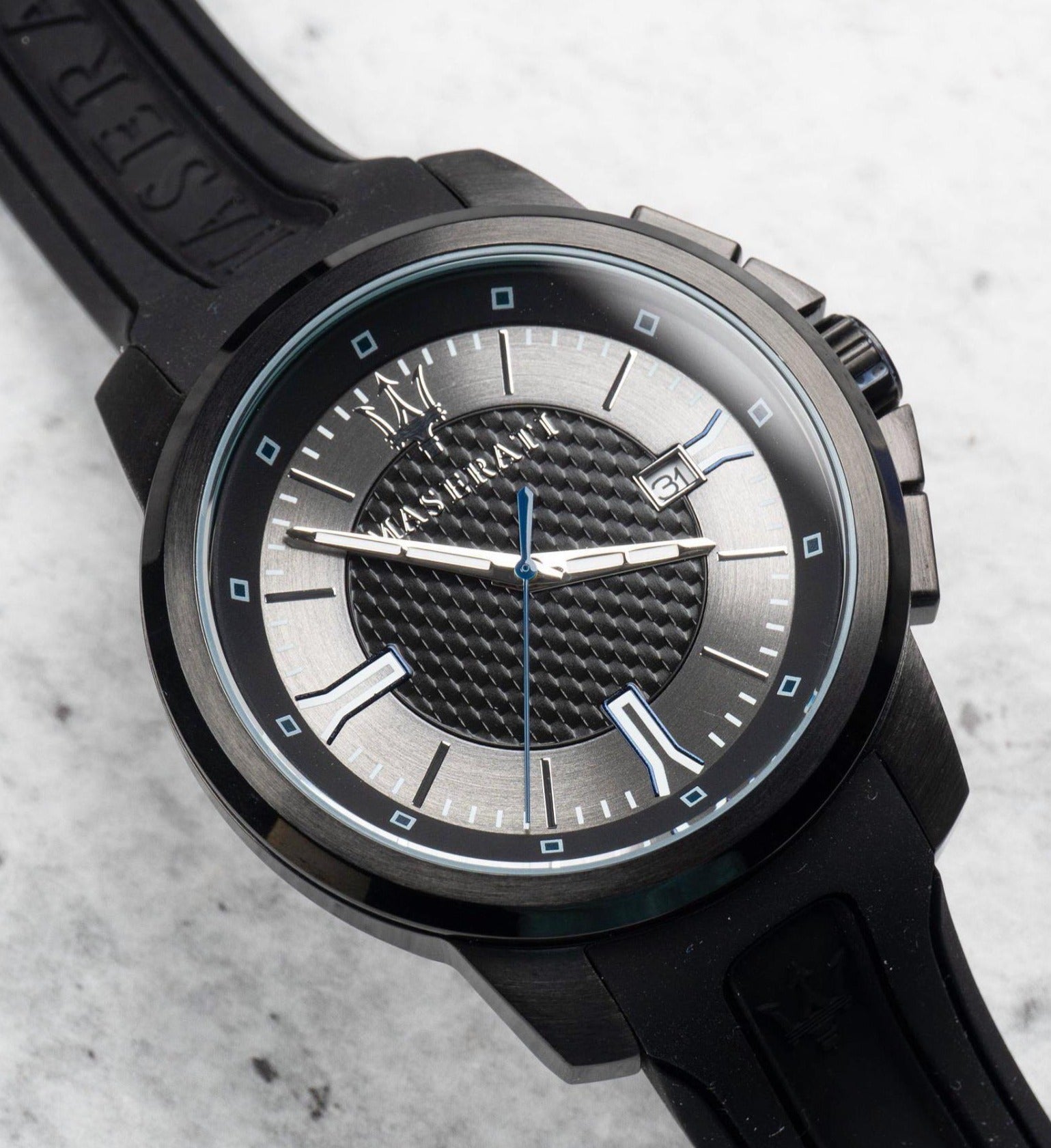 Maserati SFIDA Black Dial Black Rubber Strap Watch For Men - R8851123004