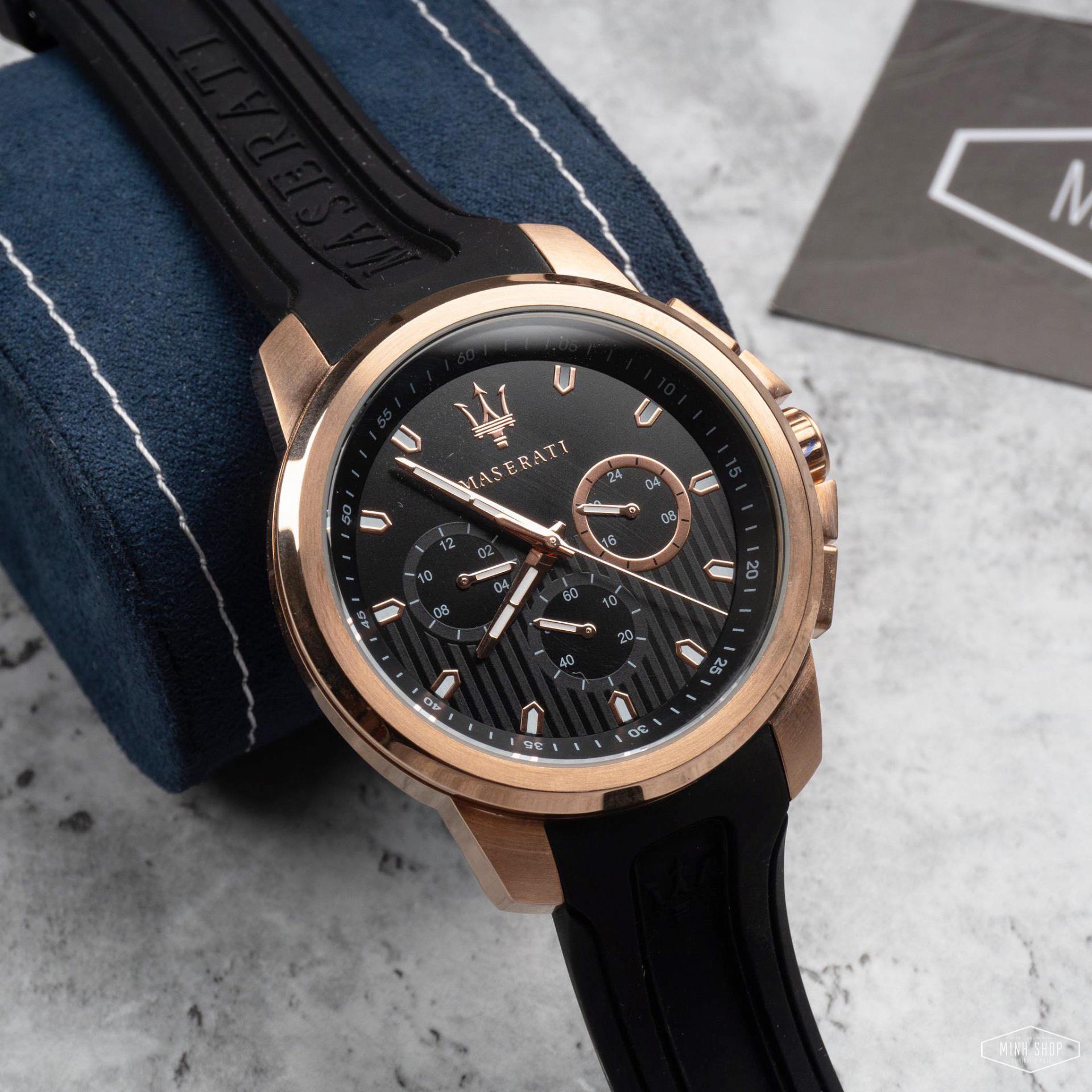  Shop Authentic Maserati SFIDA Chronograph Black Dial Black Rubber Strap Watch For Men - R851123008 - Luxxuri