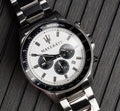  Shop Authentic Maserati SFIDA Chronograph White Dial Silver Steel Strap Watch For Men - R8873640003 - Luxxuri