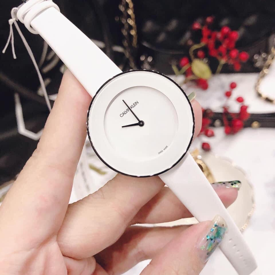  Shop Authentic Calvin Klein Chic White Dial White Leather Strap Watch for Women - K7N23TK2 - Luxxuri