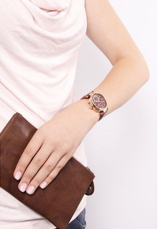  Shop Authentic Michael Kors Sawyer Maroon Dial Maroon Leather Strap Watch for Women - MK2426 - Luxxuri