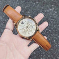  Shop Authentic Michael Kors Lexington Chronograph Gold Dial Brown Leather Strap Watch For Men - MK8447 - Luxxuri