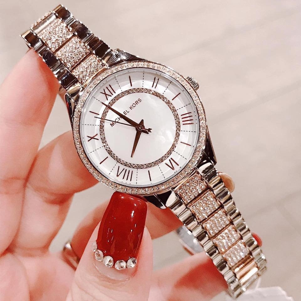  Shop Authentic Michael Kors Lauryn Quartz Mother of Pearl White Dial Two Tone Steel Strap Watch For Women - MK4366 - Luxxuri