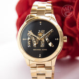  Shop Authentic Michael Kors Runway Quartz Black Dial Gold Steel Strap Watch For Women - MK6682 - Luxxuri