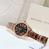  Shop Authentic Michael Kors Kacie Three Hand Black Dial Rose Gold Steel Strap Watch for Women - MK6930 - Luxxuri