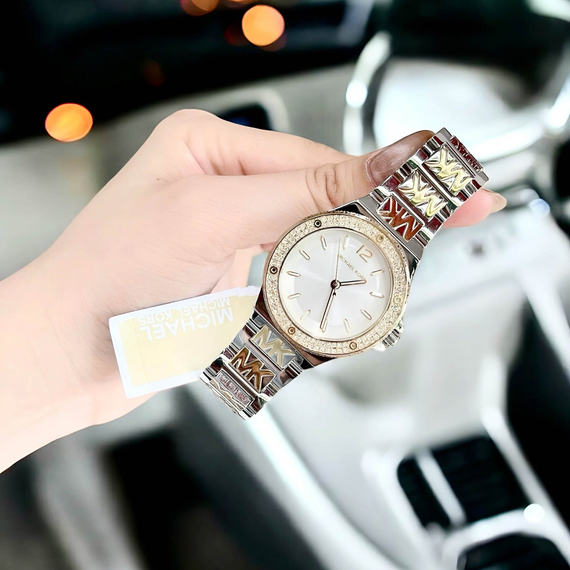  Shop Authentic Michael Kors Lennox Three Hand Silver Dial Two Tone Steel Strap Watch For Women - MK7338 - Luxxuri