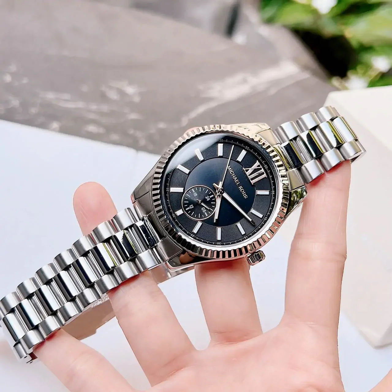  Shop Authentic Michael Kors Lexington Quartz Black Dial Silver Steel Strap Watch For Women - MK8946 - Luxxuri