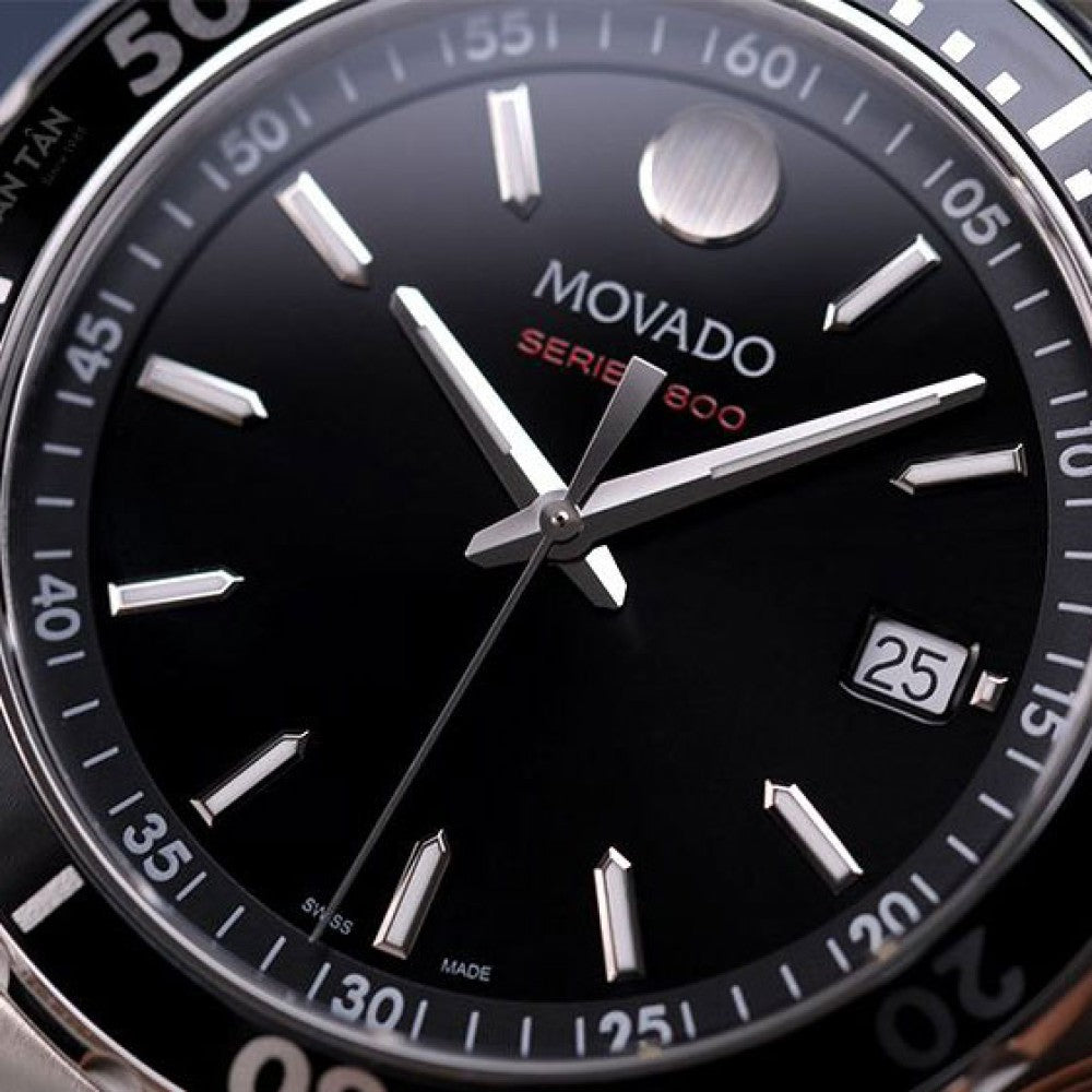  Shop Authentic Movado Series 800 Black Dial Silver Steel Strap Watch For Men - 2600135 - Luxxuri