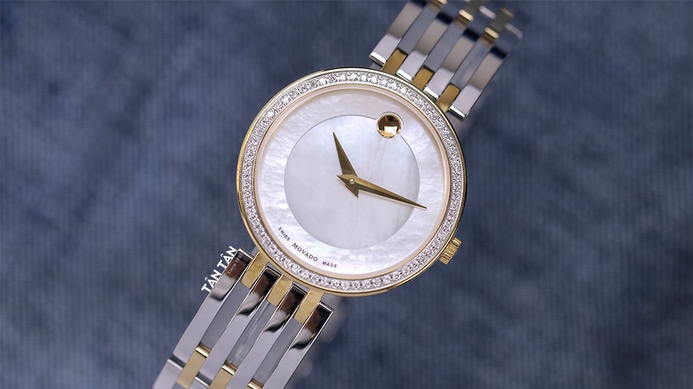  Shop Authentic Movado Esperanza Mother of Pearl Dial Two Tone Steel Strap Watch For Women - 0607085 - Luxxuri