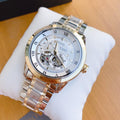  Shop Authentic Bulova BVA Skeleton Silver Dial Two Tone Steel Strap Watch for Men - 98A230 - Luxxuri
