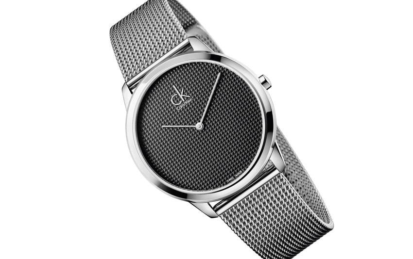  Shop Authentic Calvin Klein Minimalist Black Dial Silver Mesh Bracelet Watch for Men - K3M2112X - Luxxuri