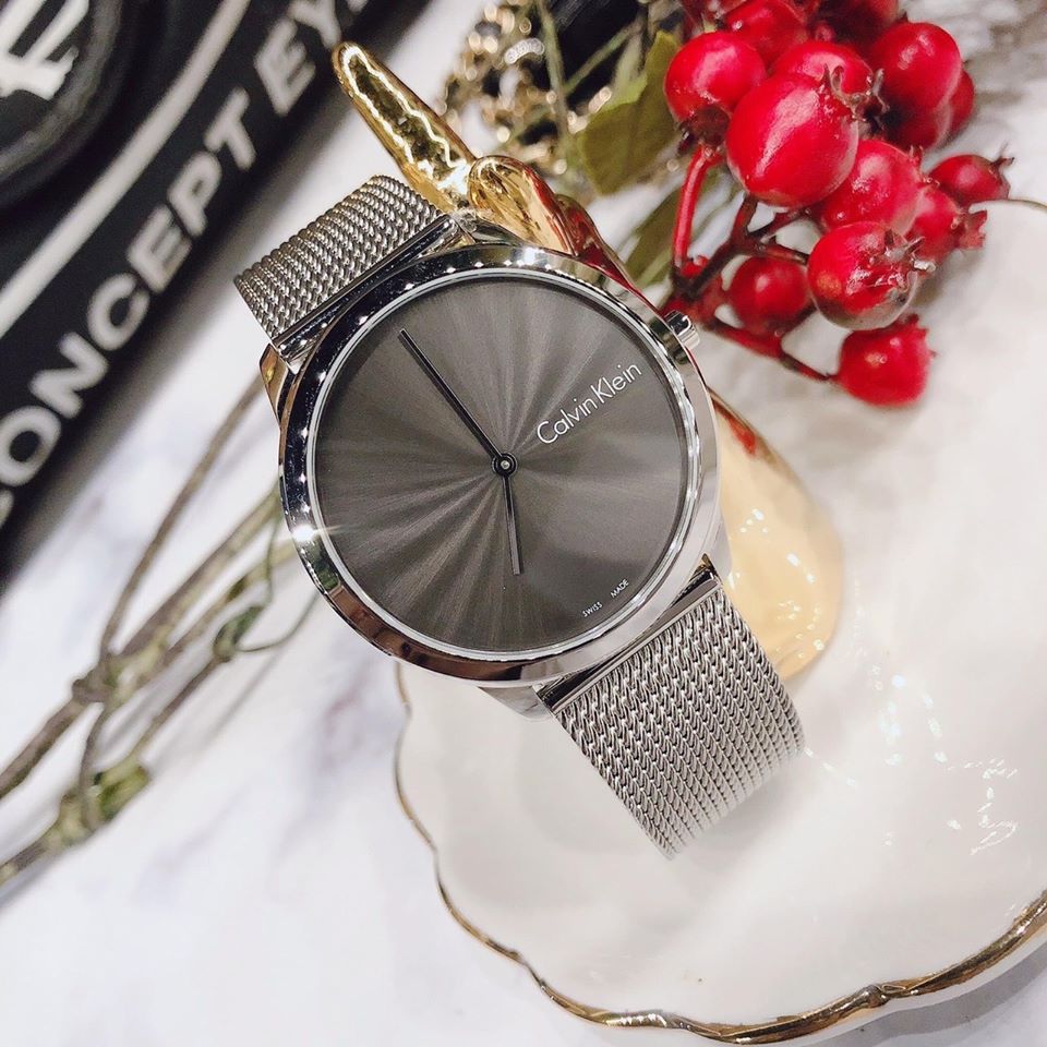  Shop Authentic Calvin Klein Minimal Grey Dial Silver Mesh Bracelet Watch for Men - K3M211Y3 - Luxxuri