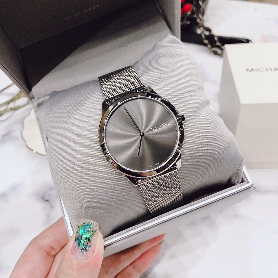  Shop Authentic Calvin Klein Minimal Grey Dial Silver Mesh Bracelet Watch for Men - K3M211Y3 - Luxxuri