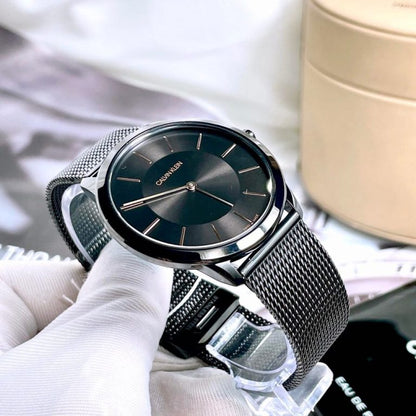  Shop Authentic Calvin Klein Minimal Black Dial Black Mesh Bracelet Watch for Men - K3M21421 - Luxxuri