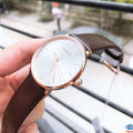  Shop Authentic Calvin Klein High Noon Silver Dial Brown Leather Strap Watch for Men - K8M216G6 - Luxxuri