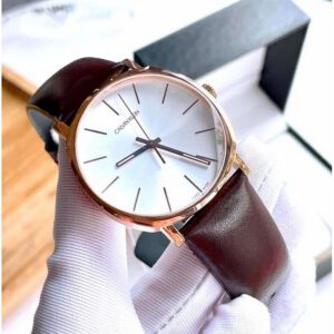  Shop Authentic Calvin Klein Posh Silver Dial Brown Leather Strap Watch for Men - K8Q316G6 - Luxxuri