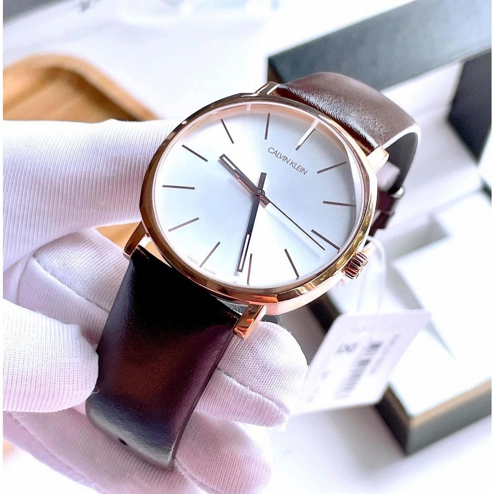  Shop Authentic Calvin Klein Posh Silver Dial Brown Leather Strap Watch for Men - K8Q316G6 - Luxxuri